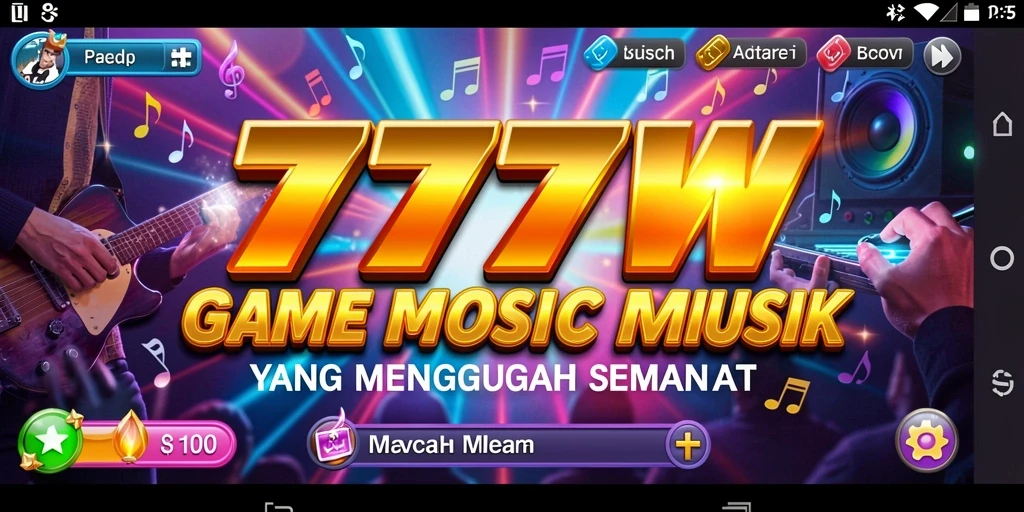 Tampilan gameplay yang menarik di 7777W dengan berbagai lagu.