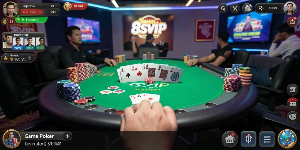 Tampilan gameplay poker yang menegangkan dan menarik di 8SVIP.