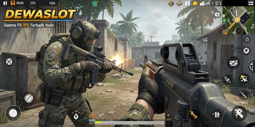 Tangkapan layar DEWASLOT menampilkan adegan pertempuran fps yang mendebarkan.