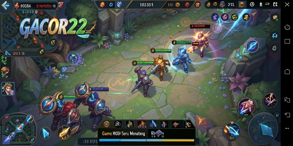 Gameplay seru GACOR22 dalam pertempuran MOBA strategis.