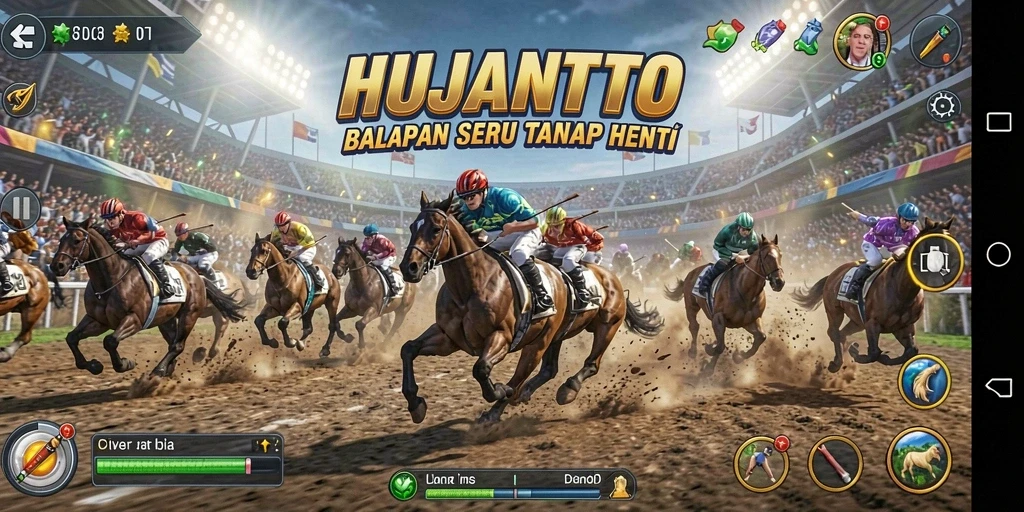 Gameplay balapan seru di HUJANTOTO dengan trek menantang.