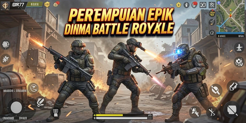 Screenshot gameplay IDR77 menampilkan aksi mendebarkan di arena Battle Royale.