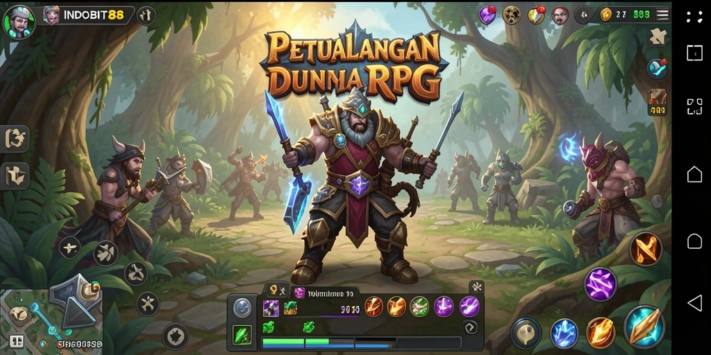 Screenshot gameplay INDOBIT88 yang menampilkan karakter dalam pertarungan epik.