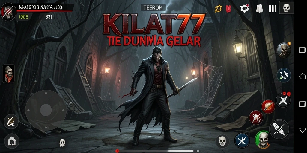 Screenshot gameplay menegangkan dari KILAT77 dengan suasana Horror yang mencekam.
