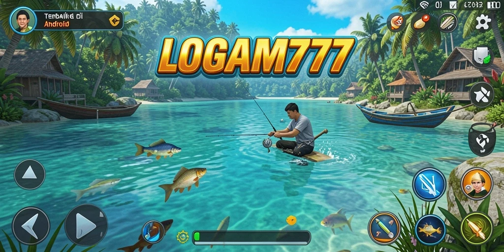 Gameplay LOGAM777 yang mendebarkan saat menangkap ikan.