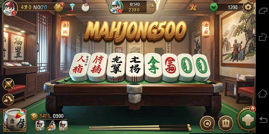 Tampilan gameplay <strong>MAHJONG500</strong> yang menantang dan interaktif.