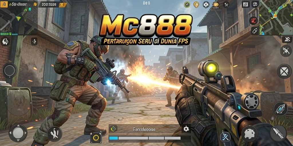 Screenshot gameplay MC888 dengan aksi tembak-menembak yang menggugah semangat.