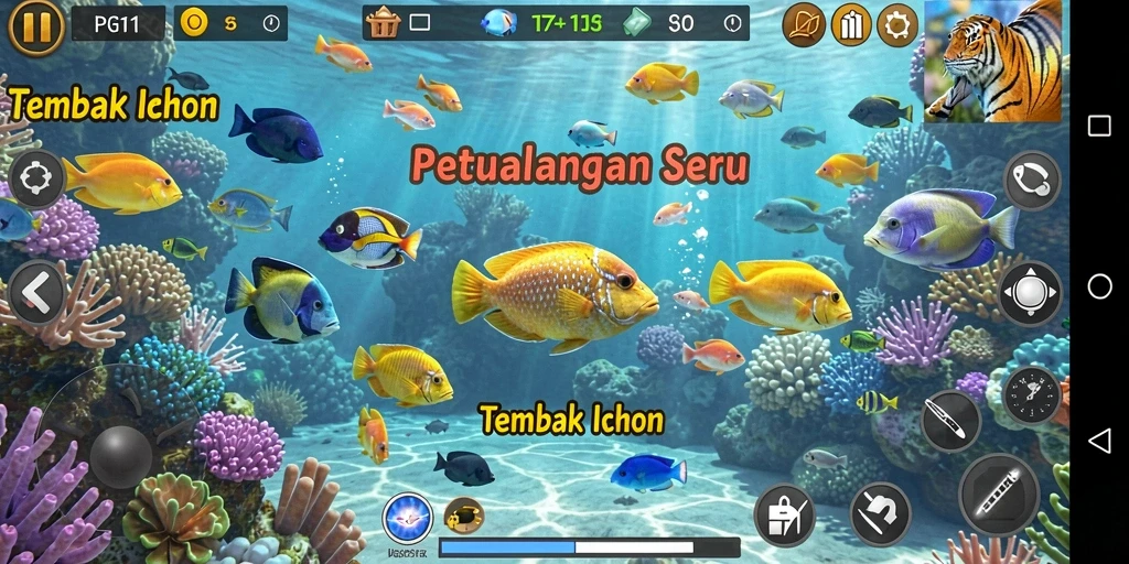 Tampilan menarik gameplay menembak ikan di PG11.