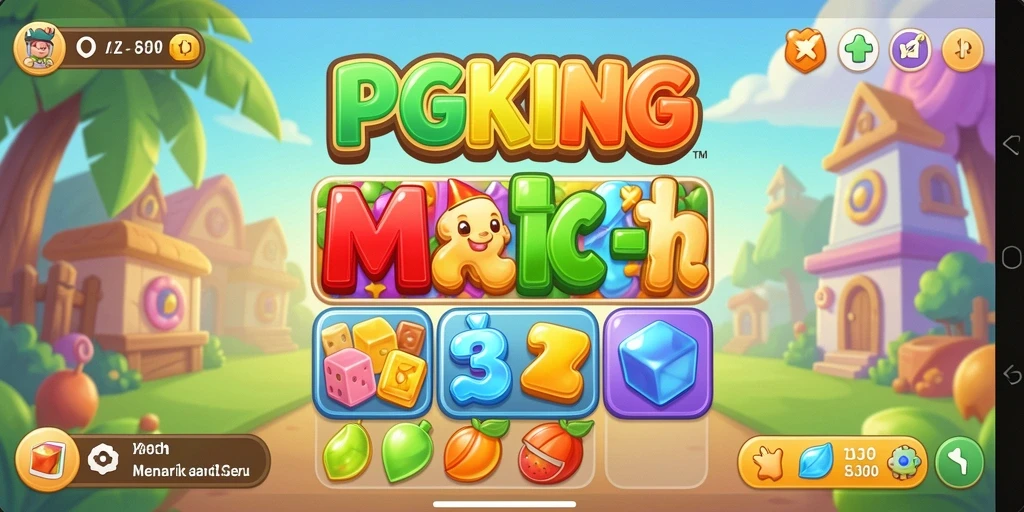Tampilan gameplay PGKING yang seru dalam pencocokan permata Match-3.