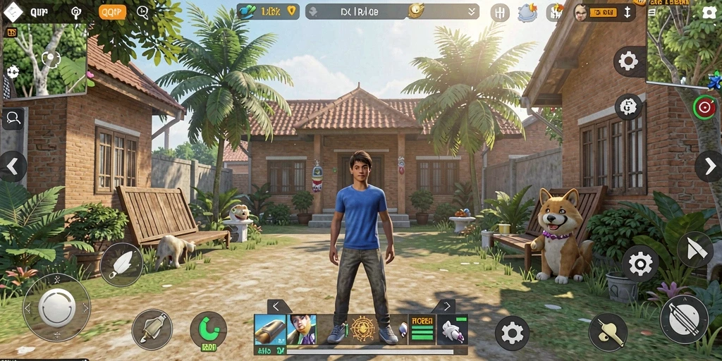 Tangkapan layar dari gameplay QQRP menunjukkan interaksi karakter yang mendalam.