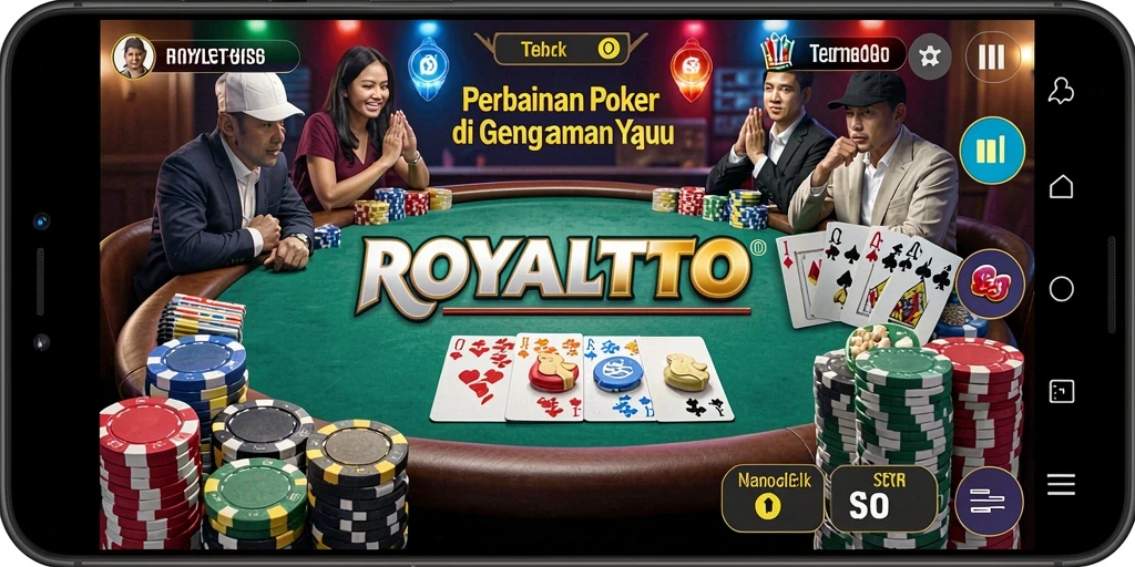 Screenshot ROYALTOTO menunjukkan gameplay Poker yang mendebarkan.