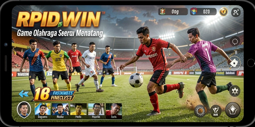 Tampilan gameplay RPIDWIN yang penuh aksi dalam olahraga.