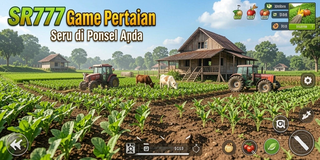 Gameplay utama SR777 dengan aktivitas pertanian yang seru.