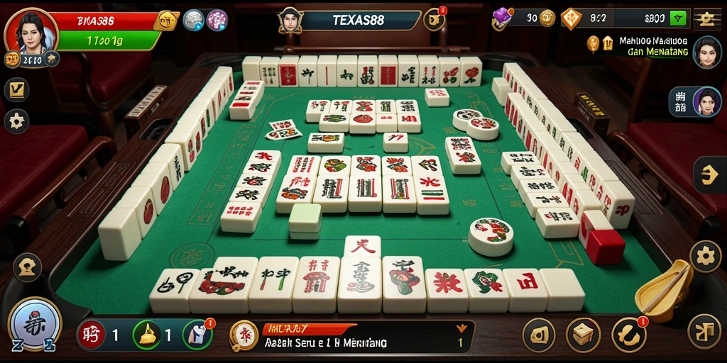 Screenshot utama TEXAS88 menampilkan gameplay Mahjong yang menarik.